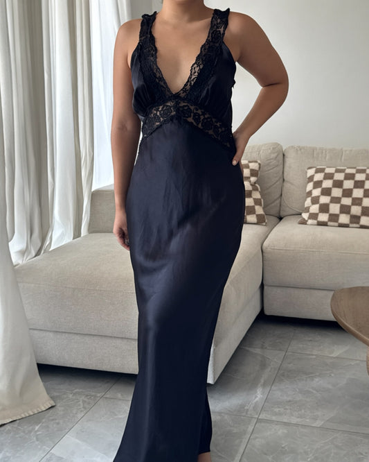 Vestido negro de seda Zara talla S